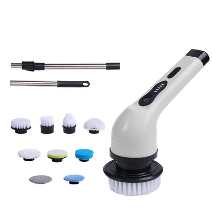Perie electrică rotativă pentru curățenie, fără fir, 9 capete, mâner extensibil