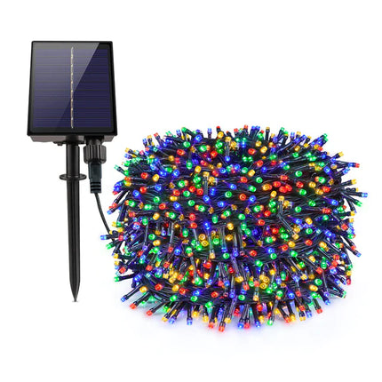 Instalatie solara 500 LED, 50 metri, controller, panou mare, multicolor