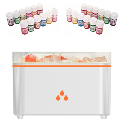 Set Deluxe pentru Acasă: Umidificator cu Lumină Caldă + 24 Esențe Aromatice