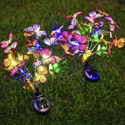 Set Lampi Solare Fluturi LED 70 Cm, Iluminare Automata Cu Senzor Lumina, Rezistente La Apa IP66, Decor Gradina Exterior