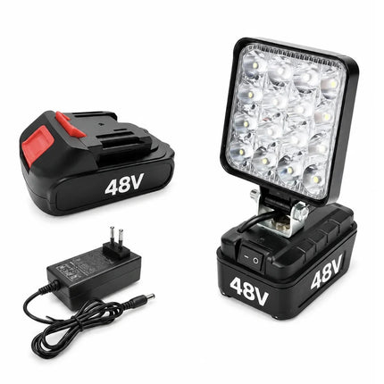 Lampă LED Portabilă 48W cu Acumulator 48V, Proiector Reglabil 90°
