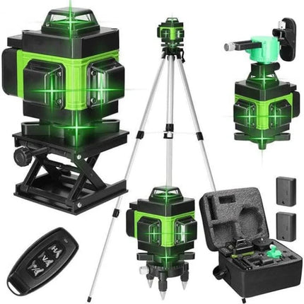 Set nivela laser 4D, 16 linii verzi, autonivelare automată, telecomandă, trepied + platformă